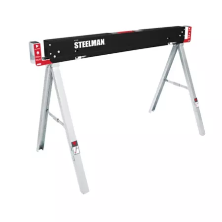 STEELMAN Single Work Table and Folding Sawhorse 47 in x 30 in 1 100 lb Capacity Saw Horses