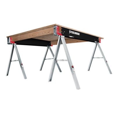 Image showing  47 in. x 30 in. 1,100 lb. Capacity Single Work Table and Folding Sawhorse
