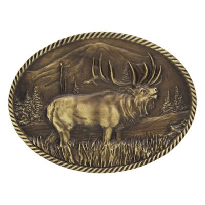Montana Silversmiths Sculpted Wild Elk Heritage Attitude Belt Buckle, A506C