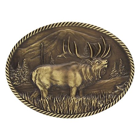 Montana Silversmiths Sculpted Wild Elk Heritage Attitude Belt Buckle, A506C