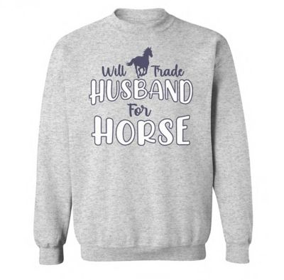 Goodie Two Sleeves Women's Husband for Horse Crew Fleece Sweater