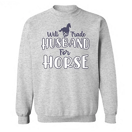 Farm Fed Clothing Women's Husband for Horse Crew Fleece Sweater
