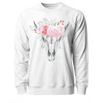 Goodie Two Sleeves Women's Steer Bouquet Crew Fleece Sweater