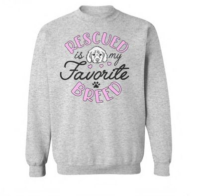 Goodie Two Sleeves Women's Rescued Breed Crew Fleece Sweater