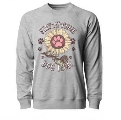 Goodie Two Sleeves Women's Stay at Home Dog Mom Crew Fleece Sweater