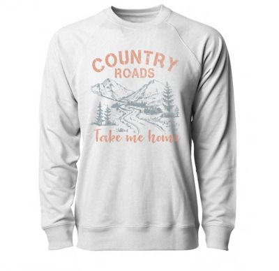 Farm Fed Clothing Women's Country Roads Crew Neck Fleece Sweater