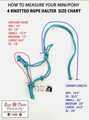 Image showing 2 th Star Point Horsemanship Miniature Horse/Pony 4-Knot Rope Halter with Lead