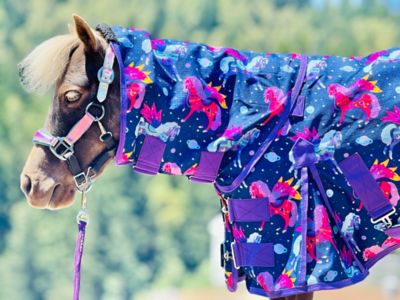 Star Point Horsemanship Unicorn Pattern 600 D Waterproof Hooded Horse Sheet - Sizes 38-80 in.