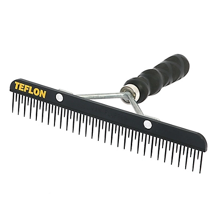 Sullivan Supply Teflon Livestock Fluffer Comb with Wood Handle Texturized Grip