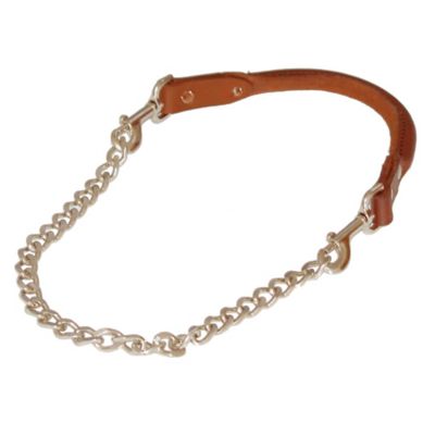 Sullivan Supply Leather Handle Goat Collar with Chain, Brown