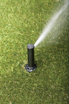 Image showing 7 th Rain Bird 19 ft. - 32 ft. Simple Adjust Gear Drive Rotor Sprinkler on Hose-End Spike