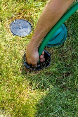 Image showing 6 th Rain Bird 5,200 sq. ft. In-Ground Sprinkler with Click-n-Go Hose Connect