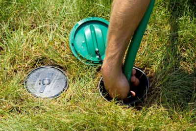 Image showing 7 th Rain Bird 5,200 sq. ft. In-Ground Sprinkler with Click-n-Go Hose Connect