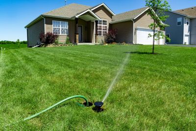 Image showing 8 th Rain Bird 5,200 sq. ft. In-Ground Sprinkler with Click-n-Go Hose Connect