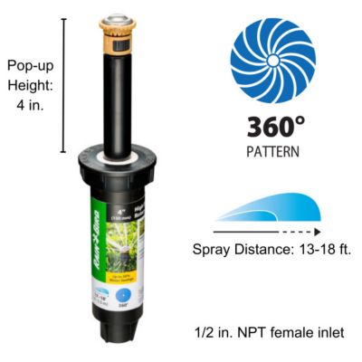 Image showing  13 ft. - 18 ft. Pop-up Full Spray Pattern 4 in. Sprinkler Spray Head