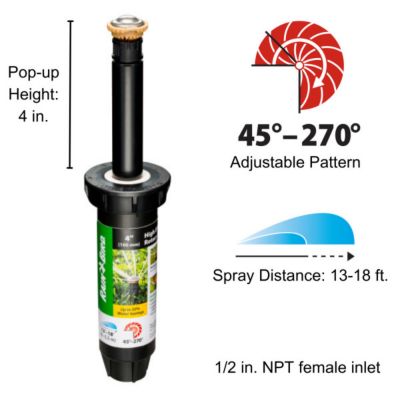 Image showing  13 ft. - 18 ft. Adjustable Pop-Up Rotor Sprinkler, 4 in.
