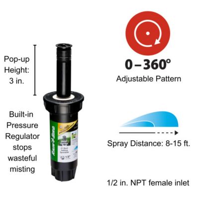 Image showing 6 th Rain Bird 15 ft. Adjustable Pop-Up Pattern Spray Head with Pressure Regulator, 3 in.