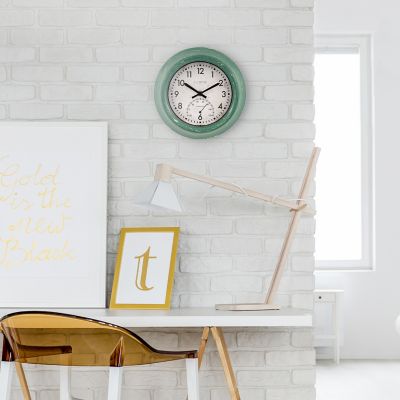 Image showing  Outdoor Wall Clock with Temperature, 9 in., Green