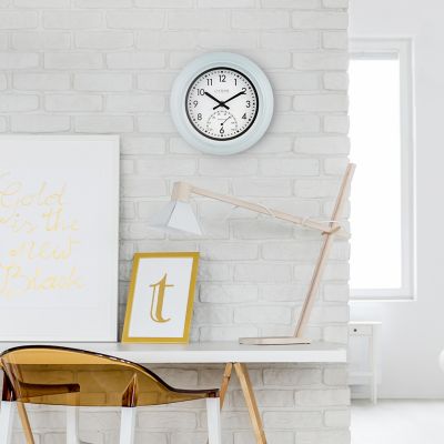 Image showing  Outdoor Wall Clock with Temperature, 9 in., Blue