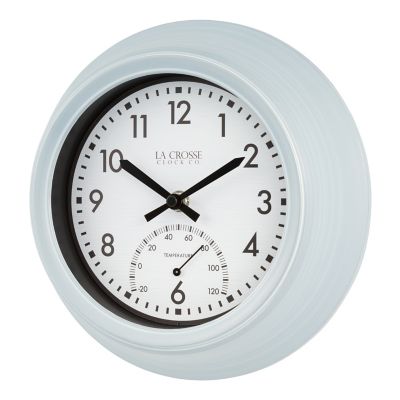 Image showing  Outdoor Wall Clock with Temperature, 9 in., Blue