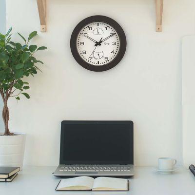 Image showing  Waylon Indoor/Outdoor Wall Clock, 10 in., Brown