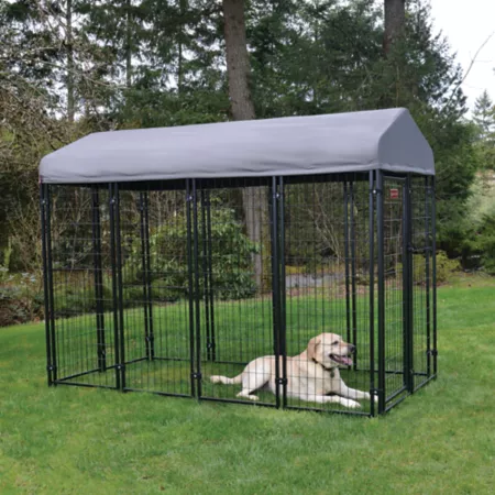 Lucky Dog STAY Series Villa Dog House 6 ft x 4 ft x 8 ft with Gray Cover Dog Kennels