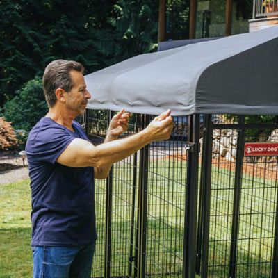 Image showing 9 th Lucky Dog 6 x 4 x 8ft. STAY Series Villa Dog Kennel, Gray Cover