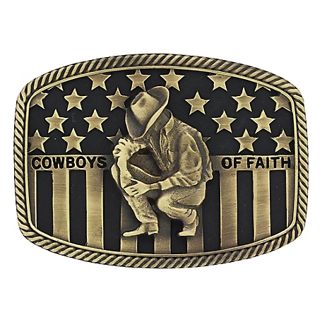 Montana Silversmiths Cowboys of Faith Heritage Flag Attitude Belt Buckle, A706C