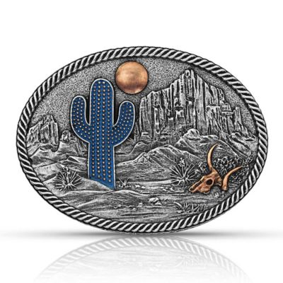 Montana Silversmiths Desert Moon Cactus Attitude Belt Buckle, A825