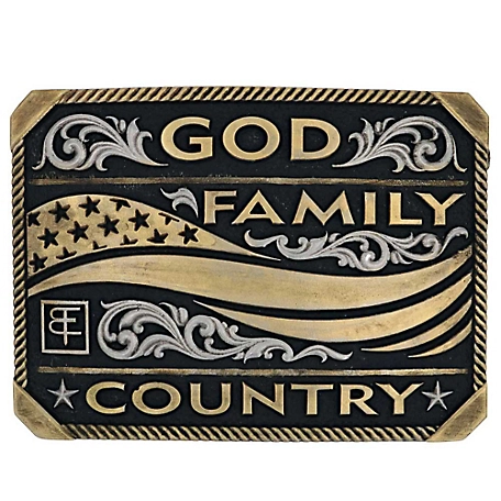 Montana Silversmiths God Family Country Squared Warrior Collection Attitude Belt Buckle, A900WC