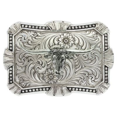 Montana Silversmiths Antiqued Trailblazer Longhorn Belt Buckle, 22718RTS-767