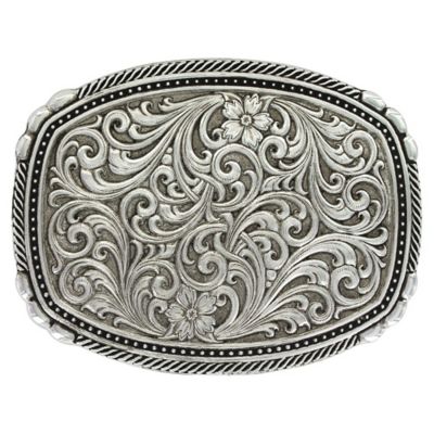 Montana Silversmiths Antiqued Pinpoints and Twisted Rope Trim Belt Buckle, 28400RTS