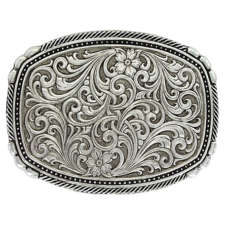 Montana Silversmiths Antiqued Pinpoints and Twisted Rope Trim Belt Buckle, 28400RTS