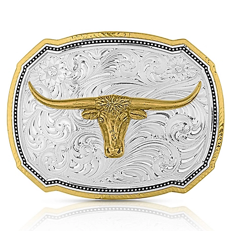 Montana Silversmiths Right Cut of the Rope Longhorn Steer Belt Buckle, 30518-767