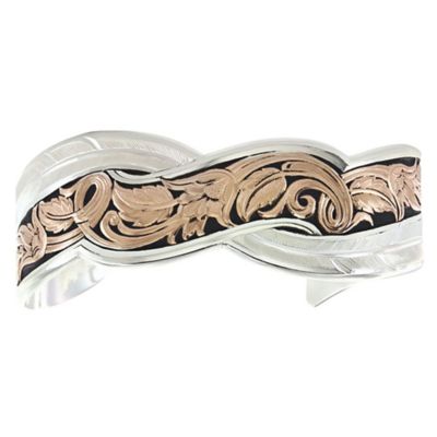 Montana Silversmiths Leather 2-Tone Sweeping Cuff Bracelet, BC3103RGBK