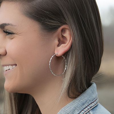 Image showing  Cut Rope Hoop Earrings