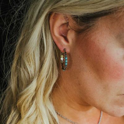Montana Silversmiths Round N Round Hoop Earrings, Turquoise