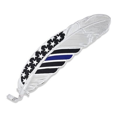 Montana Silversmiths Thin Blue Line Flag Hat Feather