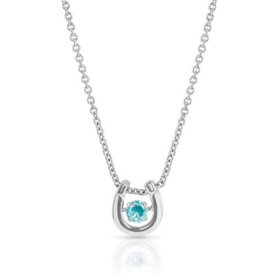 Montana Silversmiths Dancing Birthstone Horseshoe Necklace, December, NC4742-DEC