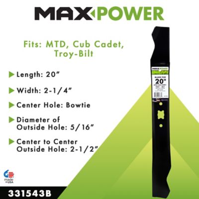 Image showing  20 in. High-Lift Lawn Mower Blade for MTD, Cub Cadet and Troy-Bilt Mowers, Replaces OEM 742-0640 and 942-0640
