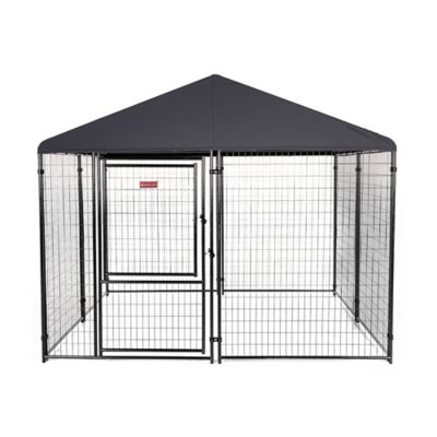 Lucky Dog 6 ft. x 10 ft. x 10 ft. STAY Series Presidential Dog Kennel, Gray Cover