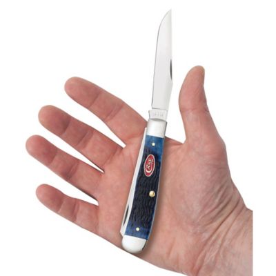 Image showing  3.25 in. and 3.27 in. Bone Rogers Jig Trapper Knife, Navy Blue