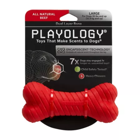 Playology All Natural Double Layer Dog Chew Bone Beef Scented Dog Chew Toys