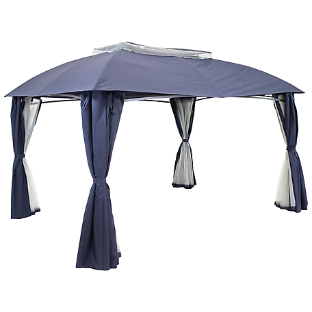 Sunnydaze Decor 10 ft. x 13 ft. Soft-Top Patio Gazebo with Mesh Screen and Privacy Wall