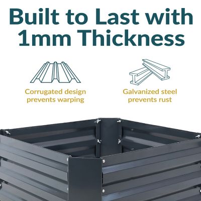 Image showing  Corrugated Galvanized Steel Raised Garden Bed for Plants, 24 in. x 11.75 in. Dark Gray