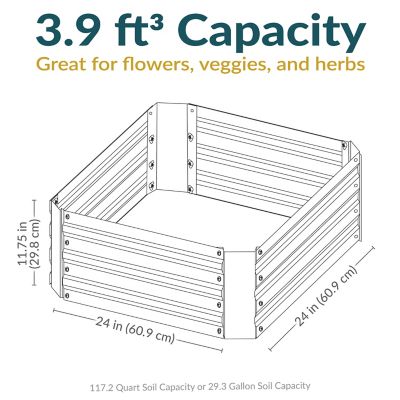 Image showing  Corrugated Galvanized Steel Raised Garden Bed for Plants, 24 in. x 11.75 in. Dark Gray