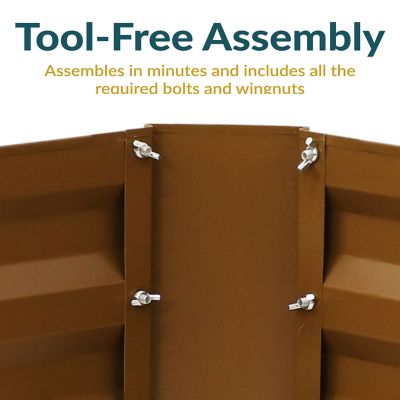 Image showing 9 th Sunnydaze Decor Galvanized Steel Raised Garden Bed, 24 in. Square, Brown