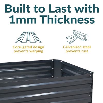 Image showing  Galvanized Steel Raised Garden Bed, 48 in., Rectangle, Dark Gray