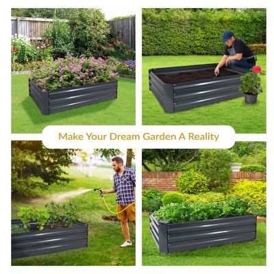 Image showing  Galvanized Steel Raised Garden Bed, 48 in., Rectangle, Dark Gray