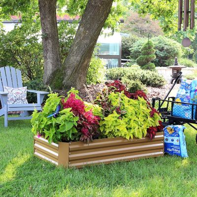 Image showing  Galvanized Steel Raised Garden Bed, Brown, Rectangle, 48 in.